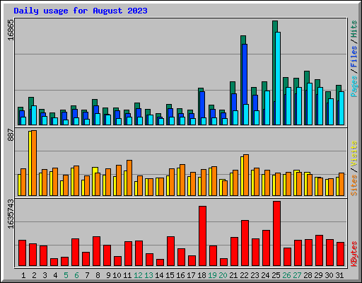 Daily usage for August 2023