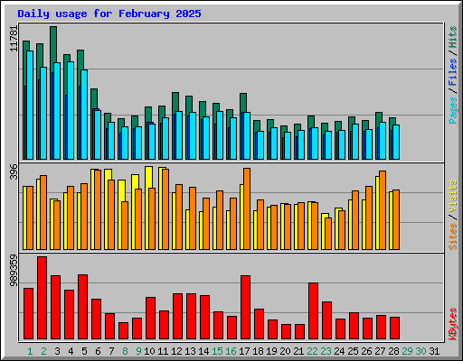 Daily usage for February 2025